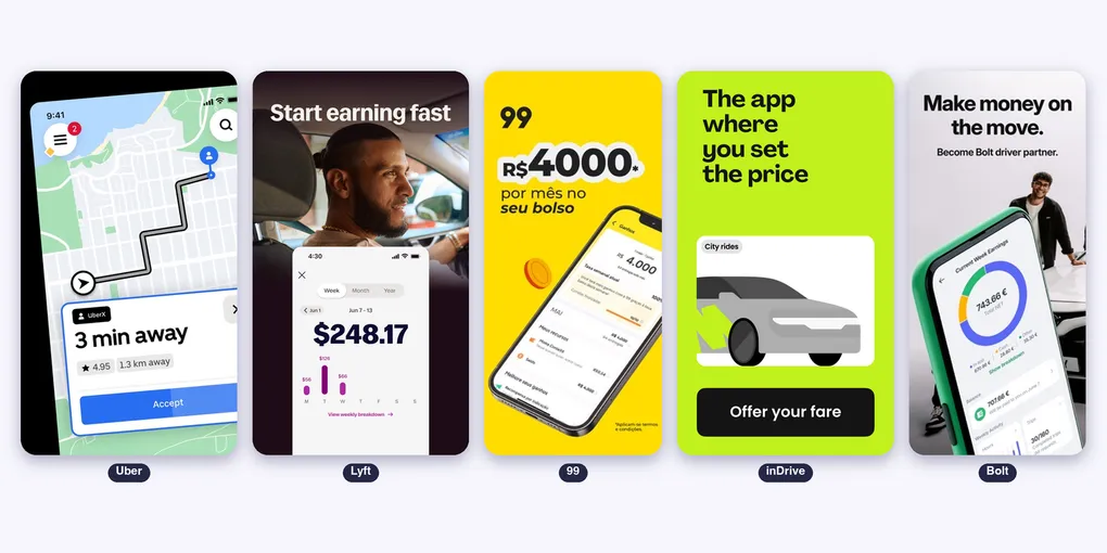 Uber, Lyft, 99, inDrive, Bolt and DiDi on iPhone: Which Rideshare Driver App Is the Best?