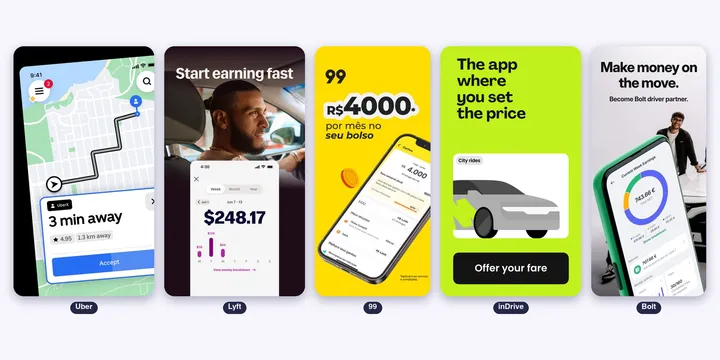 Uber, Lyft, 99, inDrive, Bolt y DiDi en iPhone: ¿Cuál Es la Mejor App para Conductores?