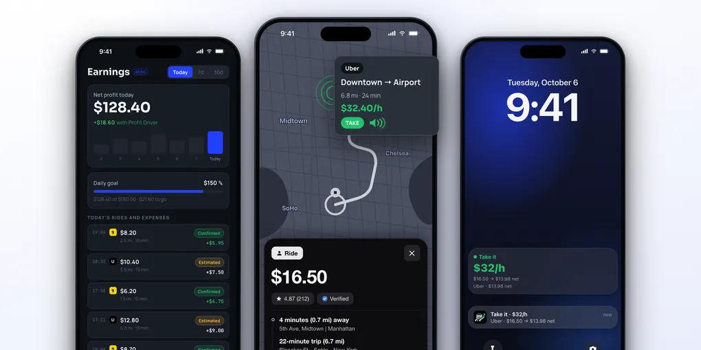 Rideshare Earnings Calculator for Uber, Lyft, 99 and inDrive Drivers on iPhone