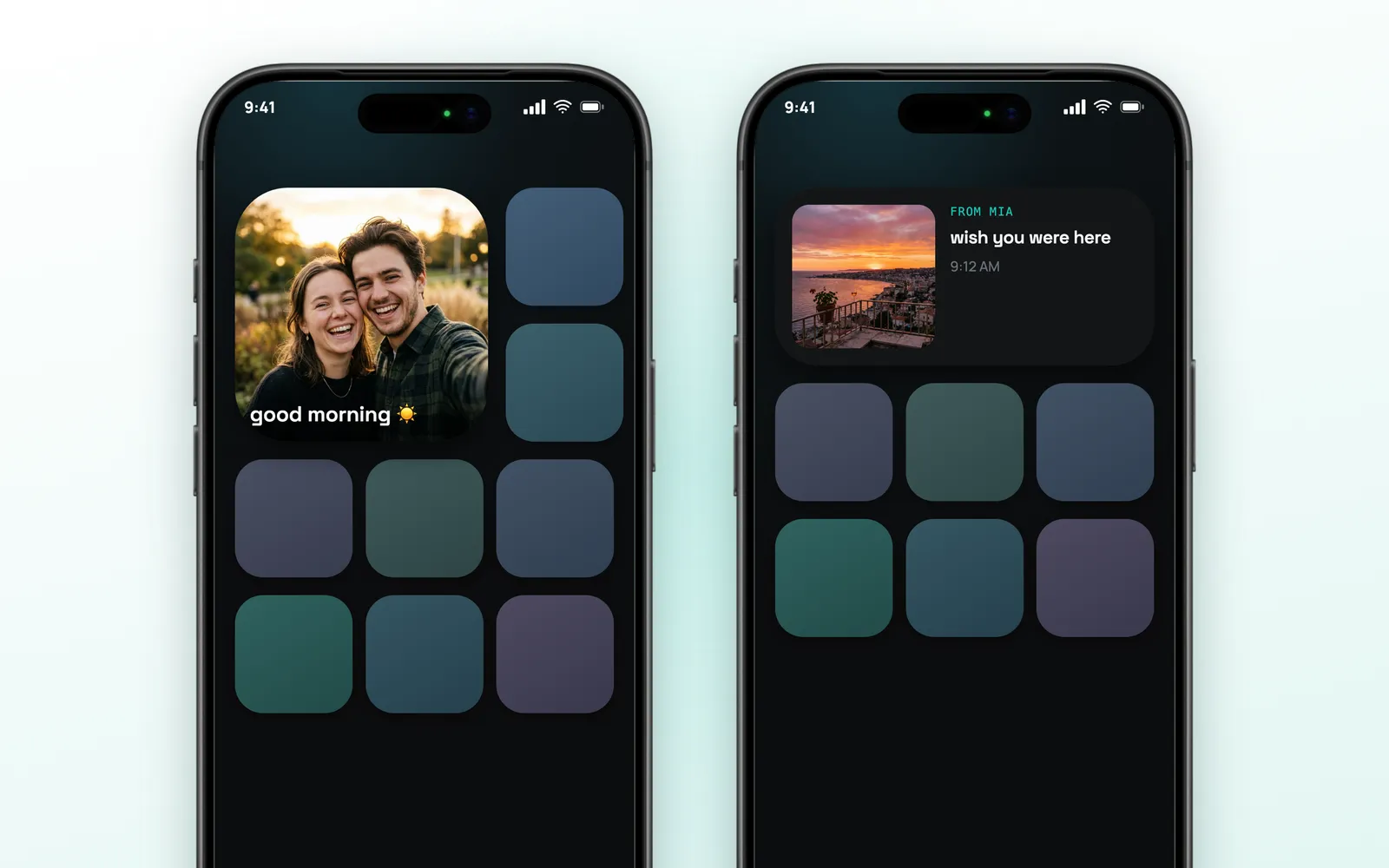 InstantWidget photo widget for couples on the iPhone Home Screen in small and medium sizes